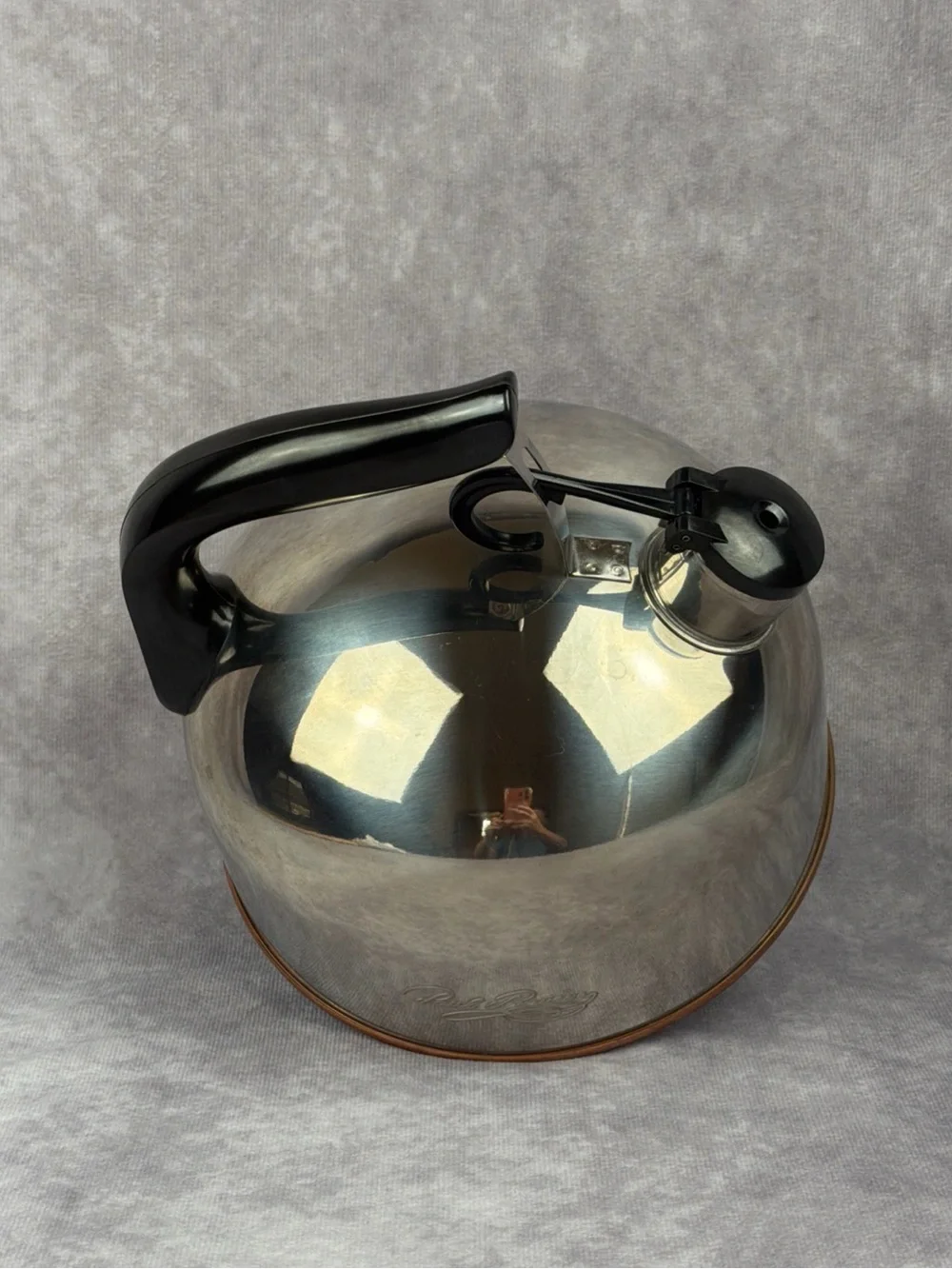 VTG Revere Ware 2 Qt Whistling Tea Kettle Copper Bottom Korea I 94-C Tested